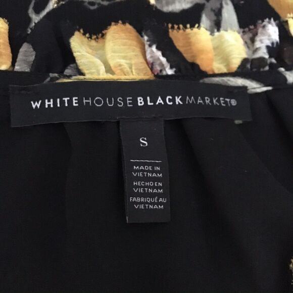 EUC White House Black Market Black Mesh Ruffle Lemon Top S - Picture 9 of 9